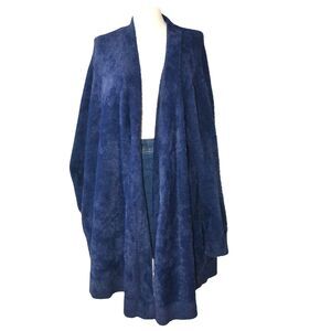 Savage X Fenty Navy Blue Fluff It Fuzzy Belted Robe Sz 2x / 3X